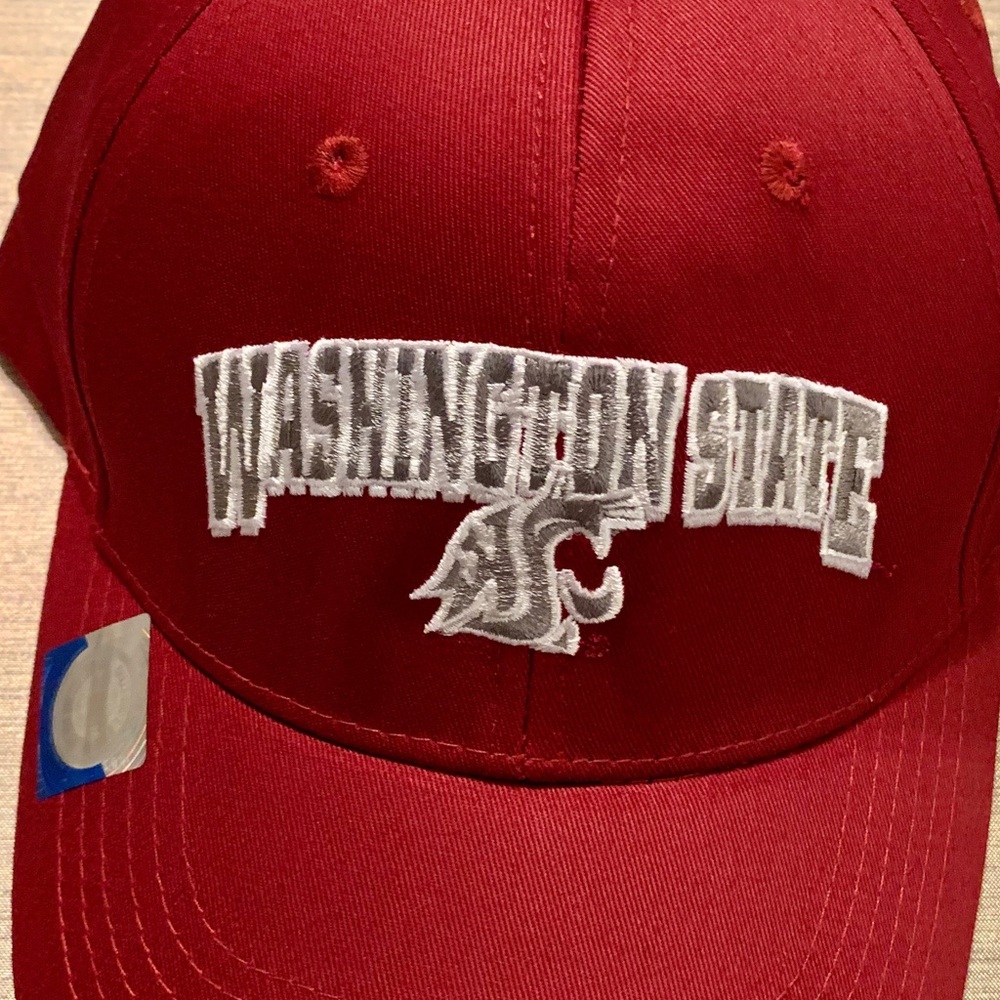 NCAA Red Sports Hat with Curved Brim and Embroidered Logo - Picture 3 of 3